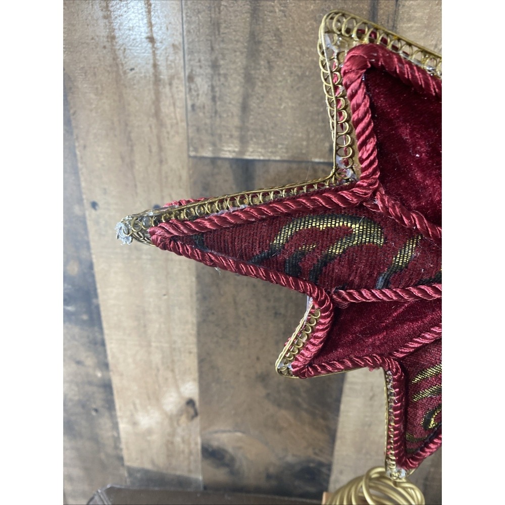 Vintage Kurt Adler 8-Point Star Christmas Tree Topper Red Velvet Gold Cord 12" - Picture 4 of 16